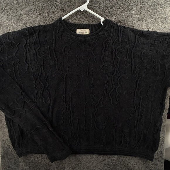 COOGI Australia 5XL Sweater Knit Intricate Black Cotton Pullover Crop Short - Picture 1 of 12